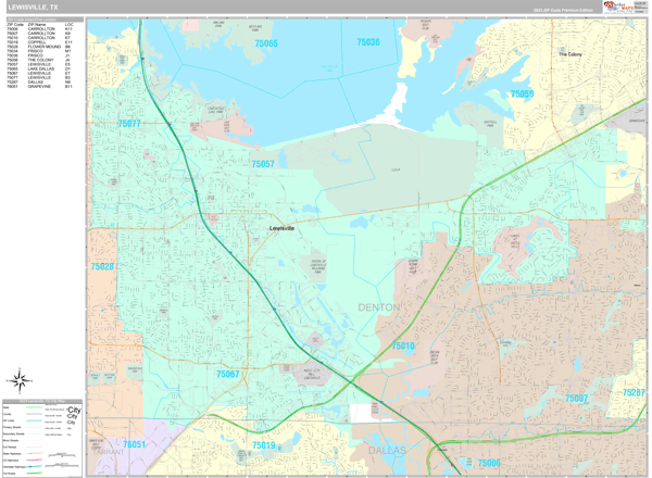 Lewisville Wall Map