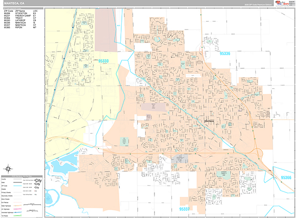 Manteca Wall Map