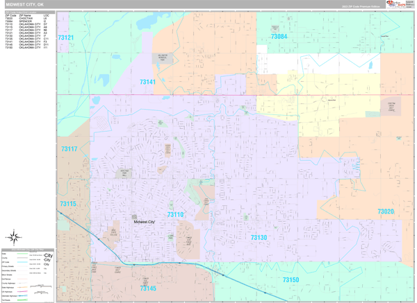 Midwest City Wall Map - Premium - MarketMAPS