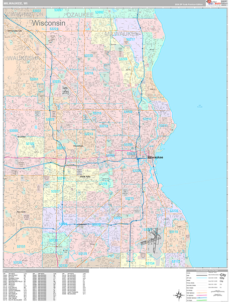 Milwaukee Wall Map