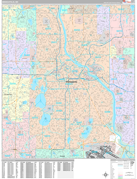 Minneapolis Wall Map