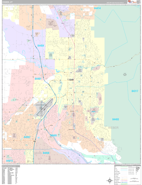 Ogden Utah Wall Map Premium Style By Marketmaps