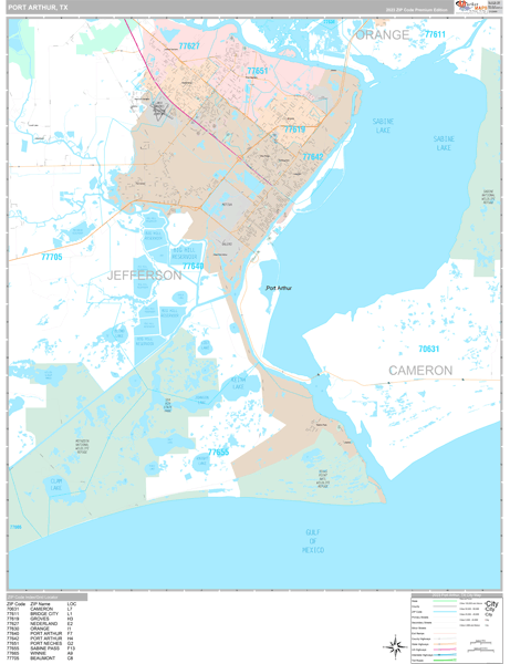 Port Arthur Texas Wall Map (Premium Style) by MarketMAPS - MapSales