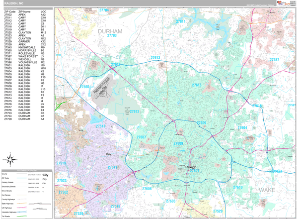 Raleigh North Carolina Wall Map Premium Style By Marketmaps