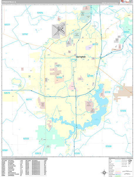 Springfield Wall Map