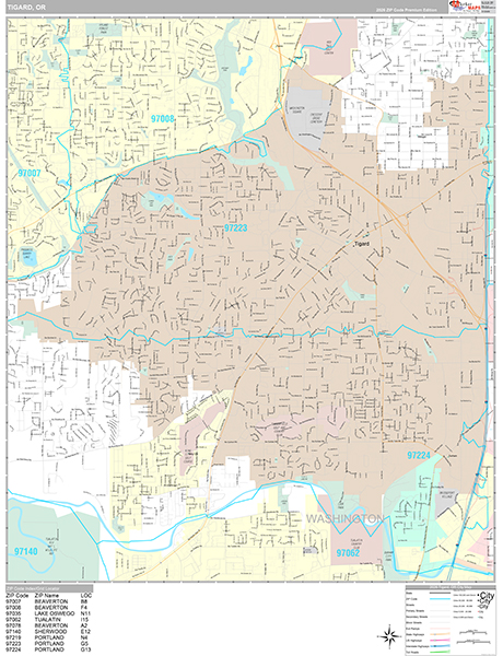 Tigard Wall Map