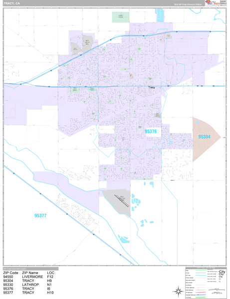 tracy ca zip code map Tracy California Wall Map Premium Style By Marketmaps tracy ca zip code map