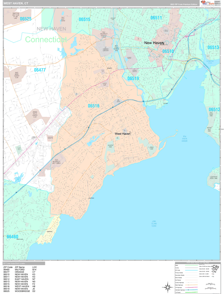 West Haven Connecticut Wall Map (Premium Style) by MarketMAPS - MapSales