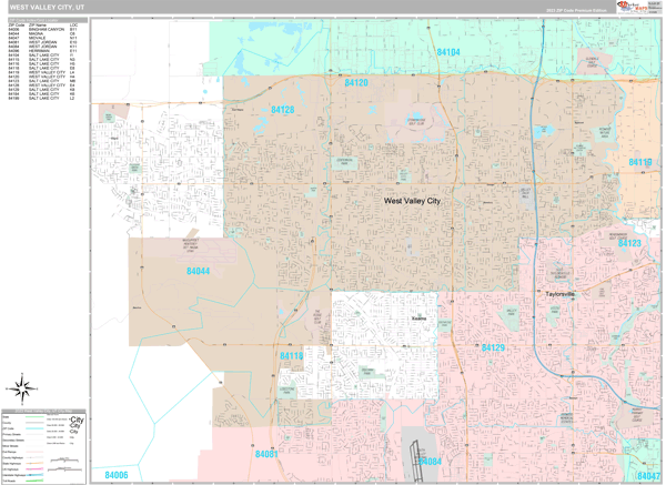 West Valley City Wall Map - Premium - MarketMAPS