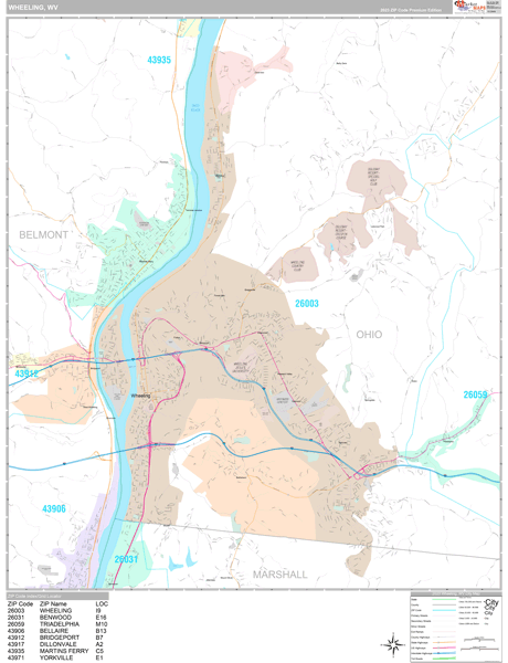 Wheeling Wall Map