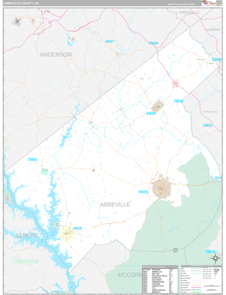 Abbeville County, SC Wall Map