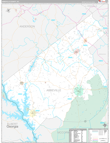 Abbeville County, SC Wall Map