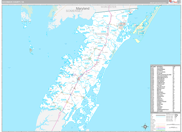 Accomack County, VA Wall Map