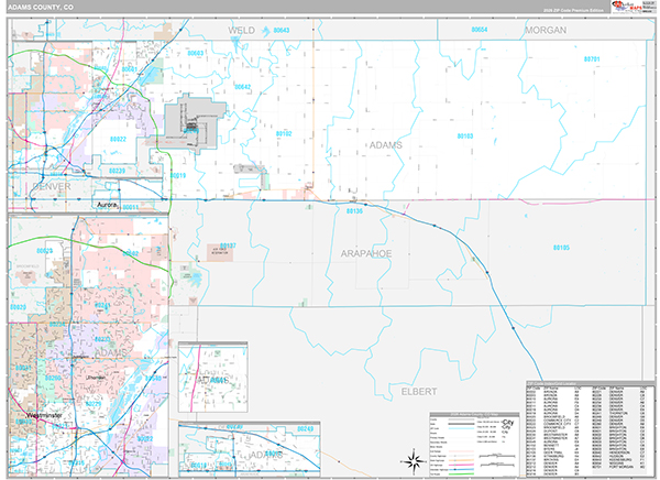 Adams County, CO Zip Code Map
