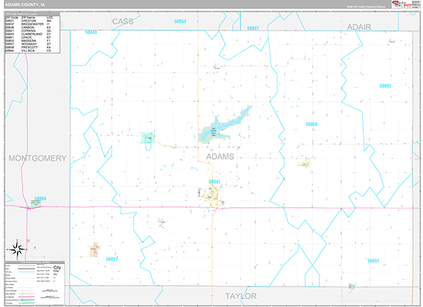 Adams County, IA Zip Code Map