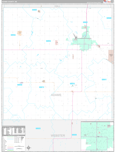 Adams County, NE Wall Map