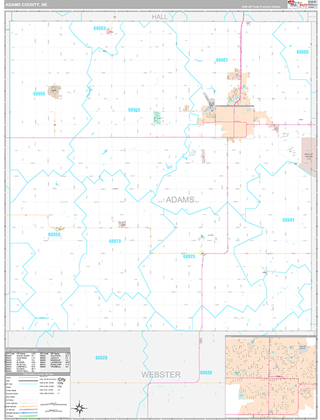 Adams County, NE Zip Code Map