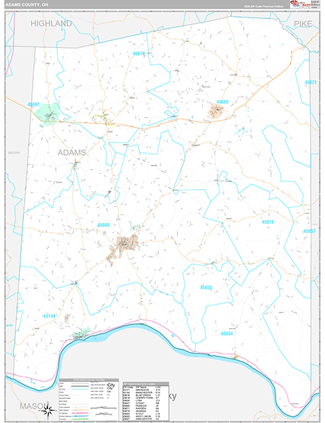 Adams County, OH Zip Code Map