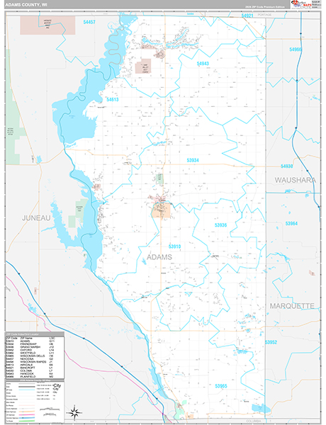 Adams County, WI Wall Map