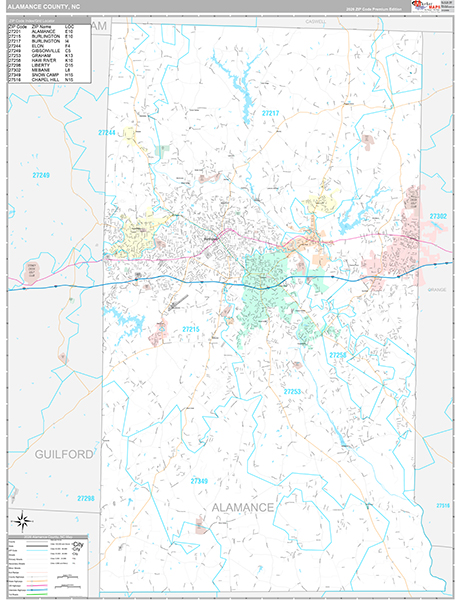 Alamance County, NC Wall Map