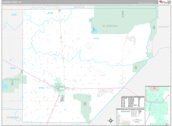 Alamosa County, CO Wall Map