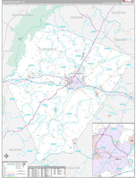 Albemarle County, VA Wall Map