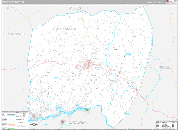 Alexander County, NC Wall Map