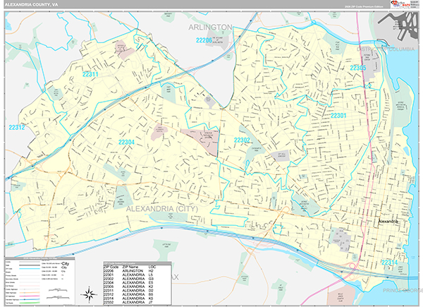Alexandria County, VA Wall Map