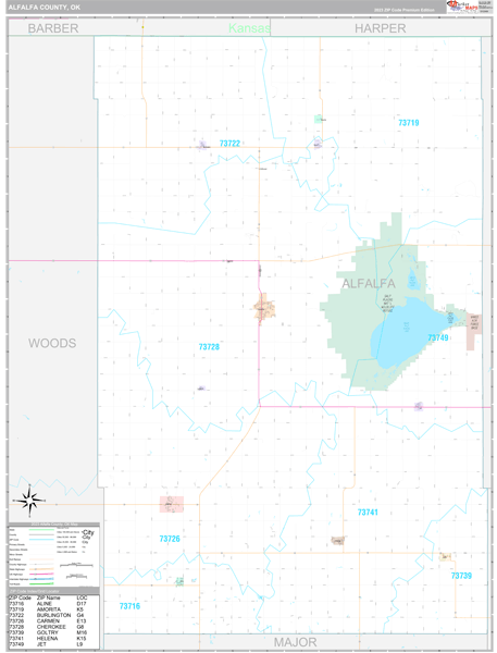 Alfalfa County, OK Wall Map