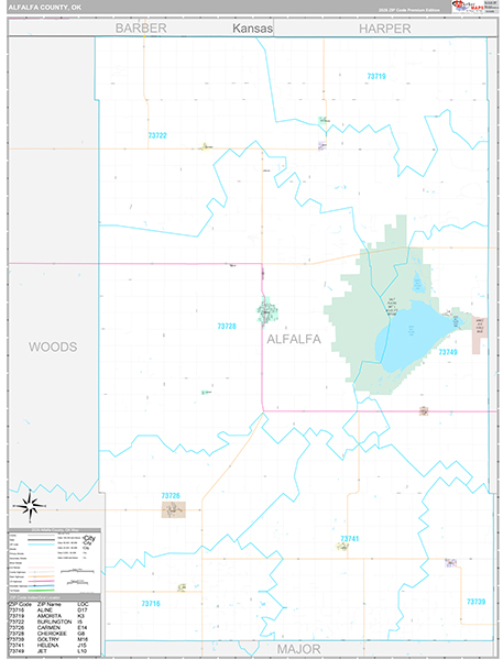 Alfalfa County, OK Wall Map