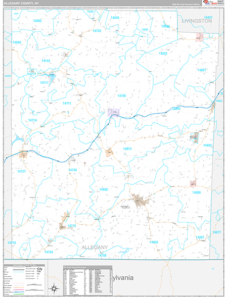 Allegany County, NY Zip Code Map