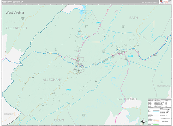 Alleghany County, VA Wall Map