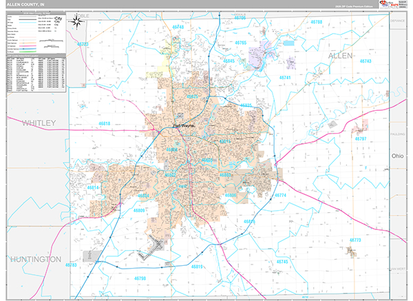 Allen County, IN Zip Code Map