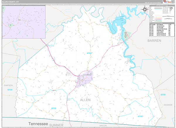 Allen County, KY Zip Code Map
