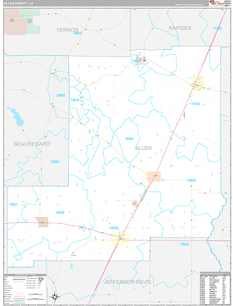 Allen County, LA Wall Map