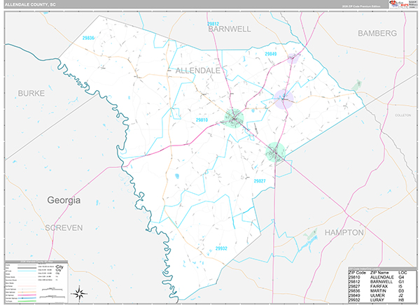 Allendale County, SC Wall Map