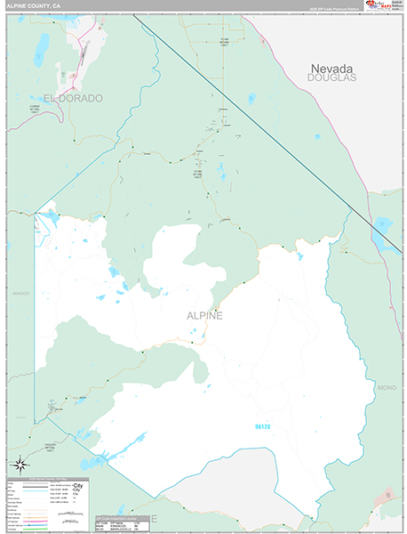 Alpine County, CA Map Premium Style