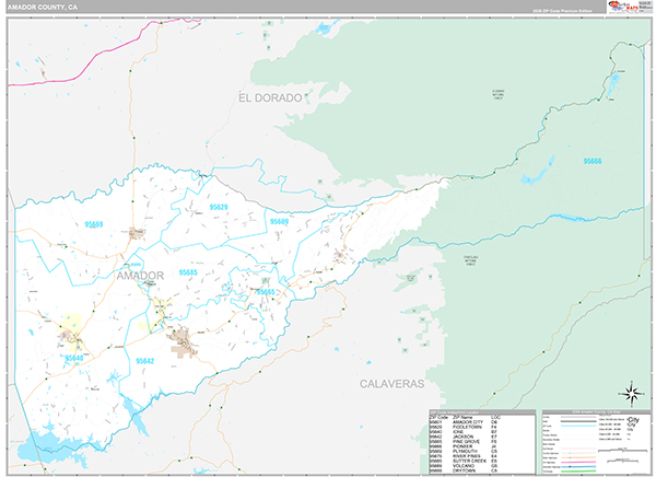 Amador County, CA Map Premium Style