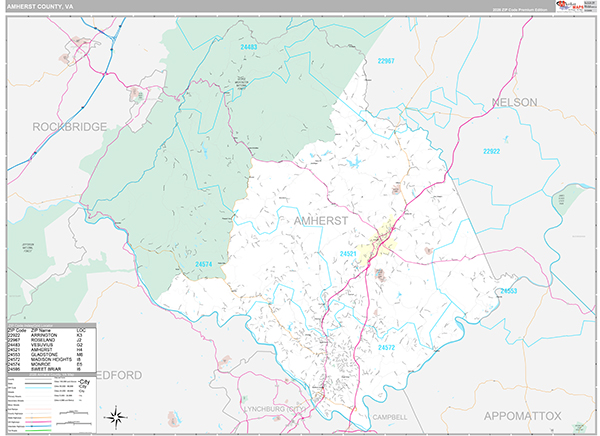 Amherst County, VA Wall Map