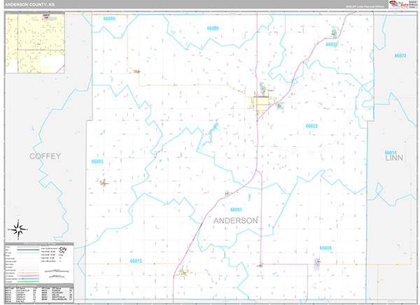 Anderson County, KS Wall Map