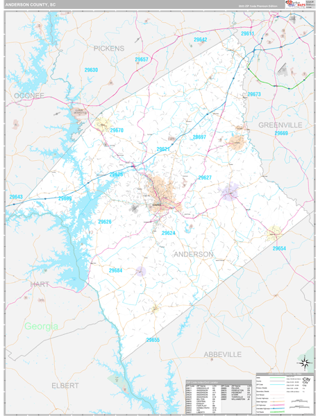 Anderson County, SC Wall Map