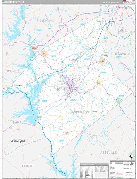 Anderson County, SC Zip Code Map