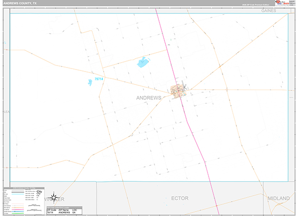 Andrews County, TX Zip Code Map