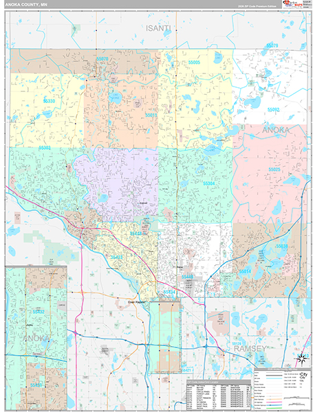 Anoka County, MN Wall Map
