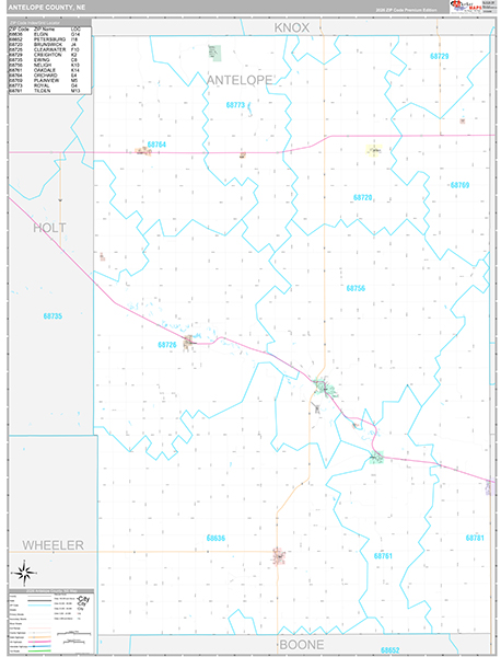 Antelope County, NE Zip Code Map