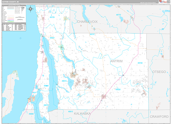 Antrim County, MI Zip Code Map