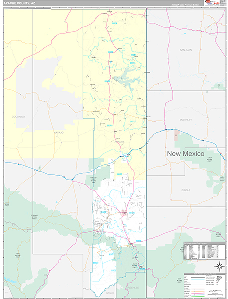 Apache County, AZ Zip Code Map