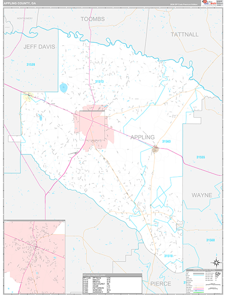 Appling County, GA Zip Code Map