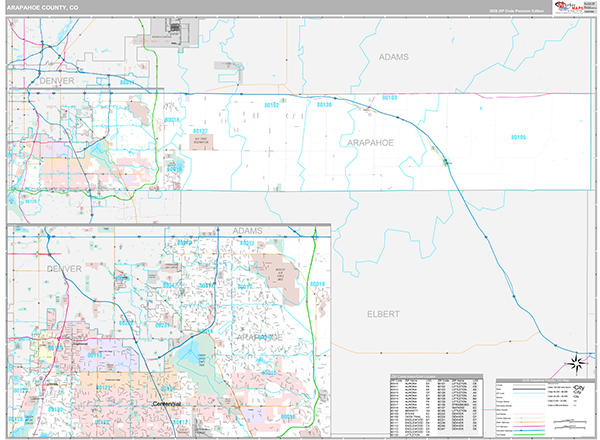 Arapahoe County, CO Zip Code Map