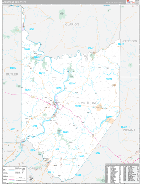 Armstrong County, PA Wall Map